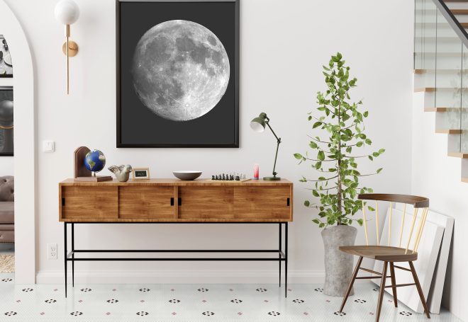Stylish,And,Eclectic,Dining,Room,Interior,With,Mock,Up,Poster